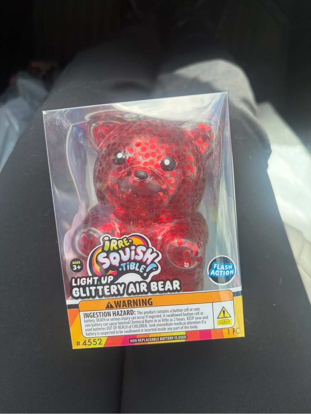 Irre Squish Tible Light-Up Glittery Air Bear - Red